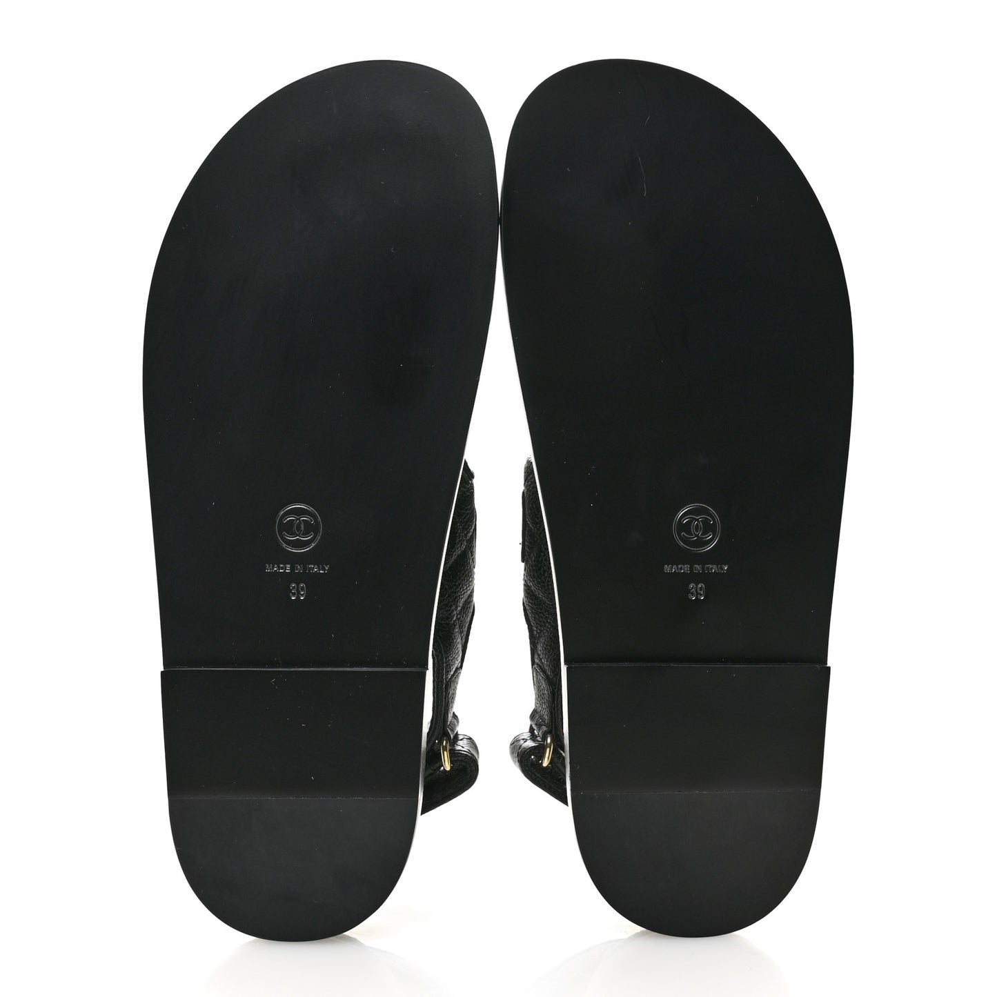 Grained Calfskin Velcro Dad Sandals 39 Black