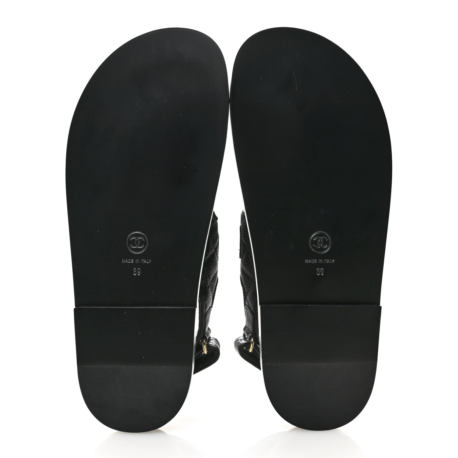 Chanel Grained Calfskin Velcro Dad Sandals 39 Black 6 of 10
