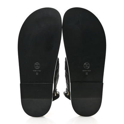 Chanel Grained Calfskin Velcro Dad Sandals 39 Black 6 of 10