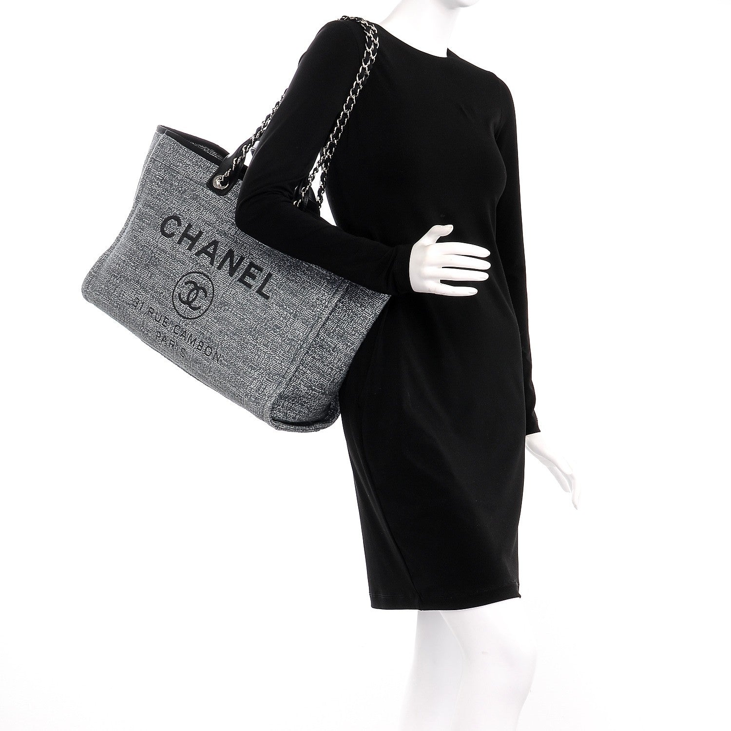 Chanel Canvas Large Deauville Tote Charcoal 2 of 7