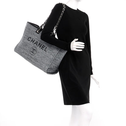 Chanel Canvas Large Deauville Tote Charcoal 2 of 7