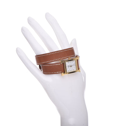 Hermes Stainless Steel Barenia 21mm Heure H Hour Double Tour Quartz Watch Fauve 2 of 13