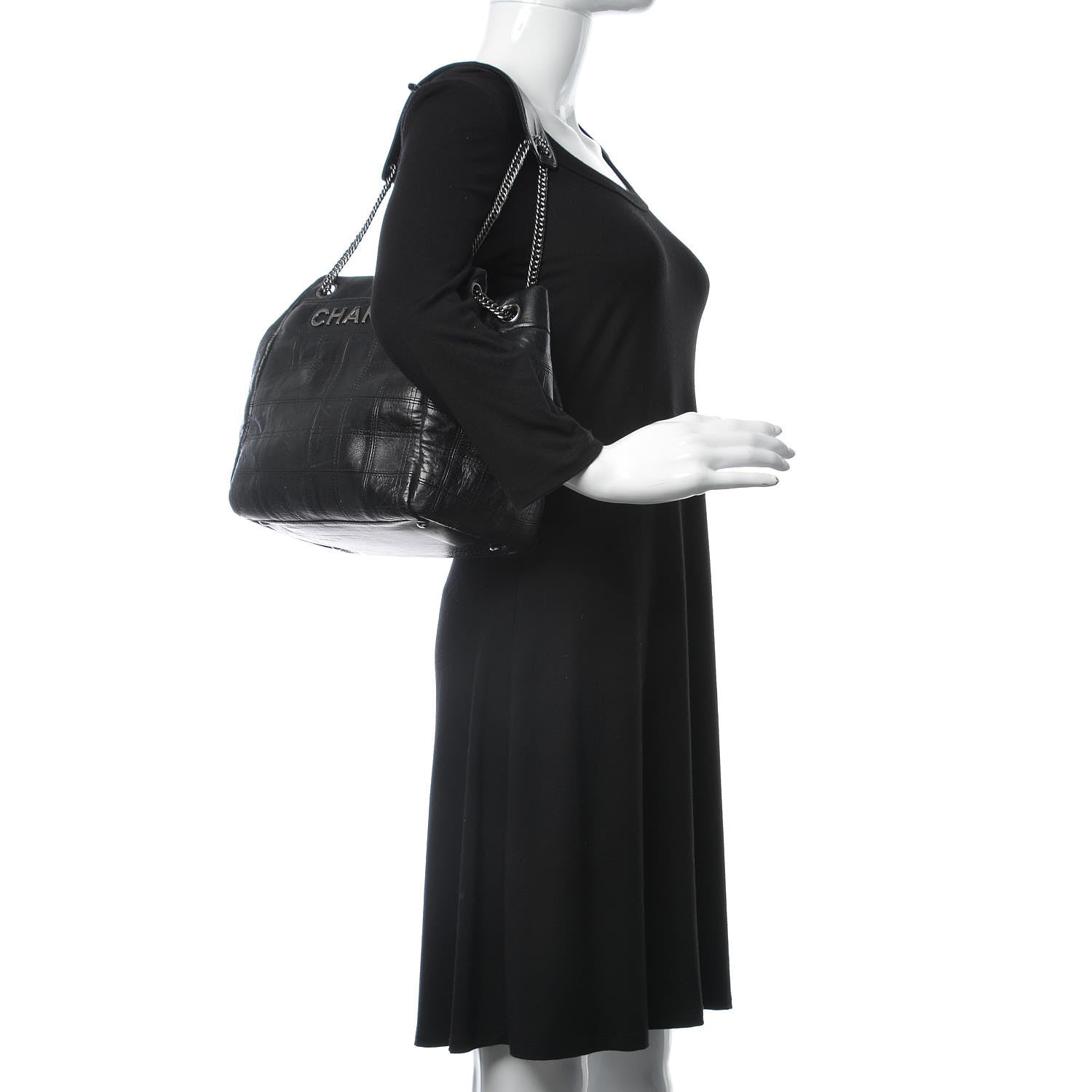 Chanel Lambskin Square Stitched Lax Accordion Shoulder Bag Black 2 of 13