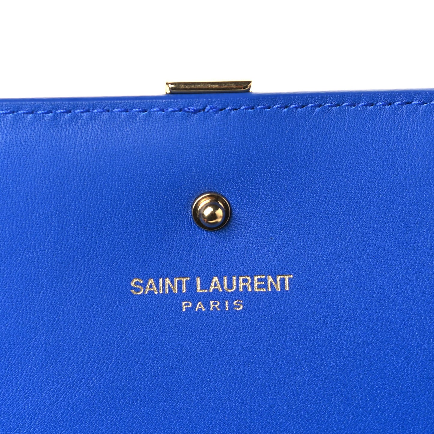 Calfskin Classic Y Ligne Chain Wallet Bleu Majorelle