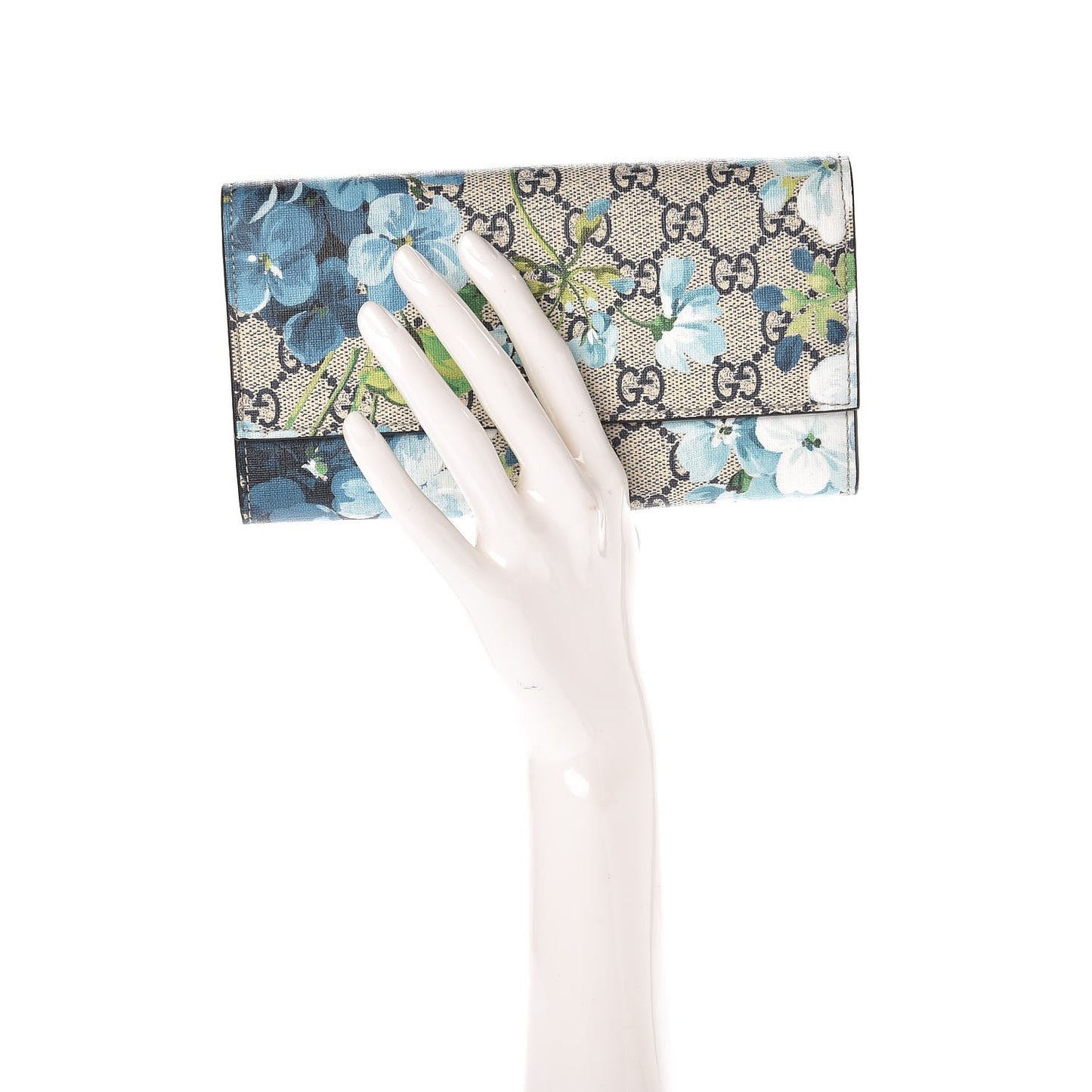 GG Supreme Monogram Blooms Continental Wallet Blue