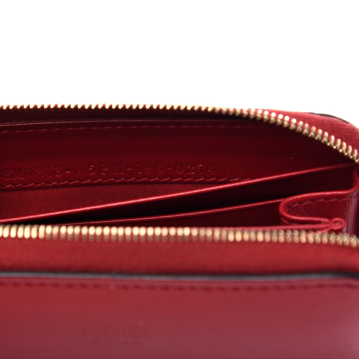 Fendi Vitello Liberty Monster Eyes Mini Zip Around Wallet Fragola 7 of 8