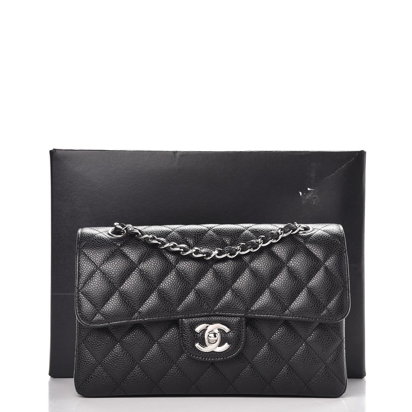 Caviar Quilted Small Double Flap Black