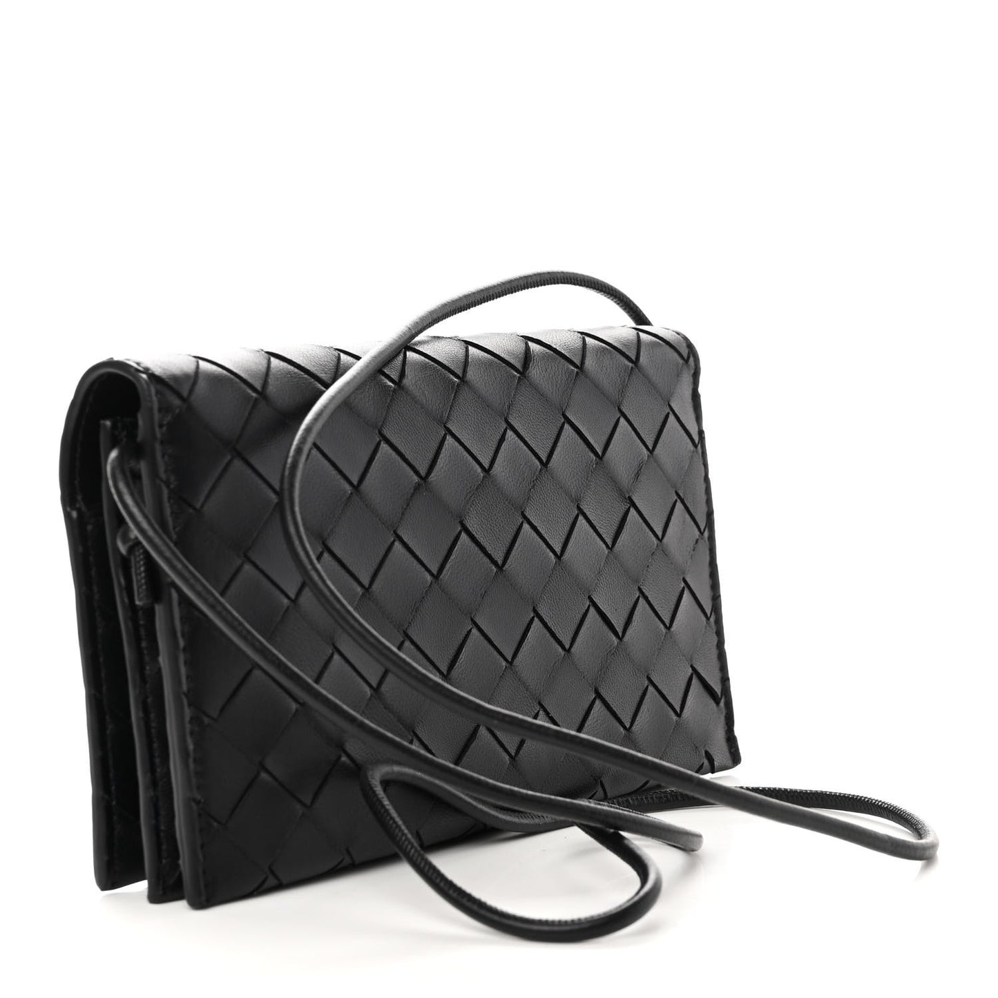 Nappa Intrecciato Wallet on Strap Black