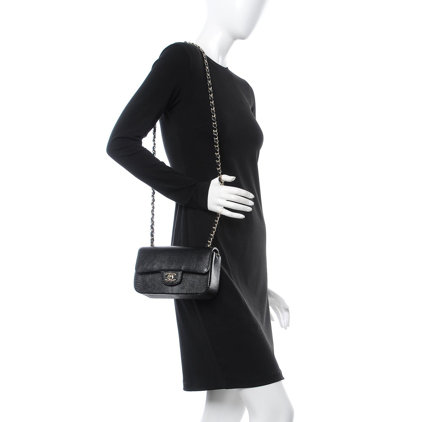 Lizard Mini Rectangular Flap Black