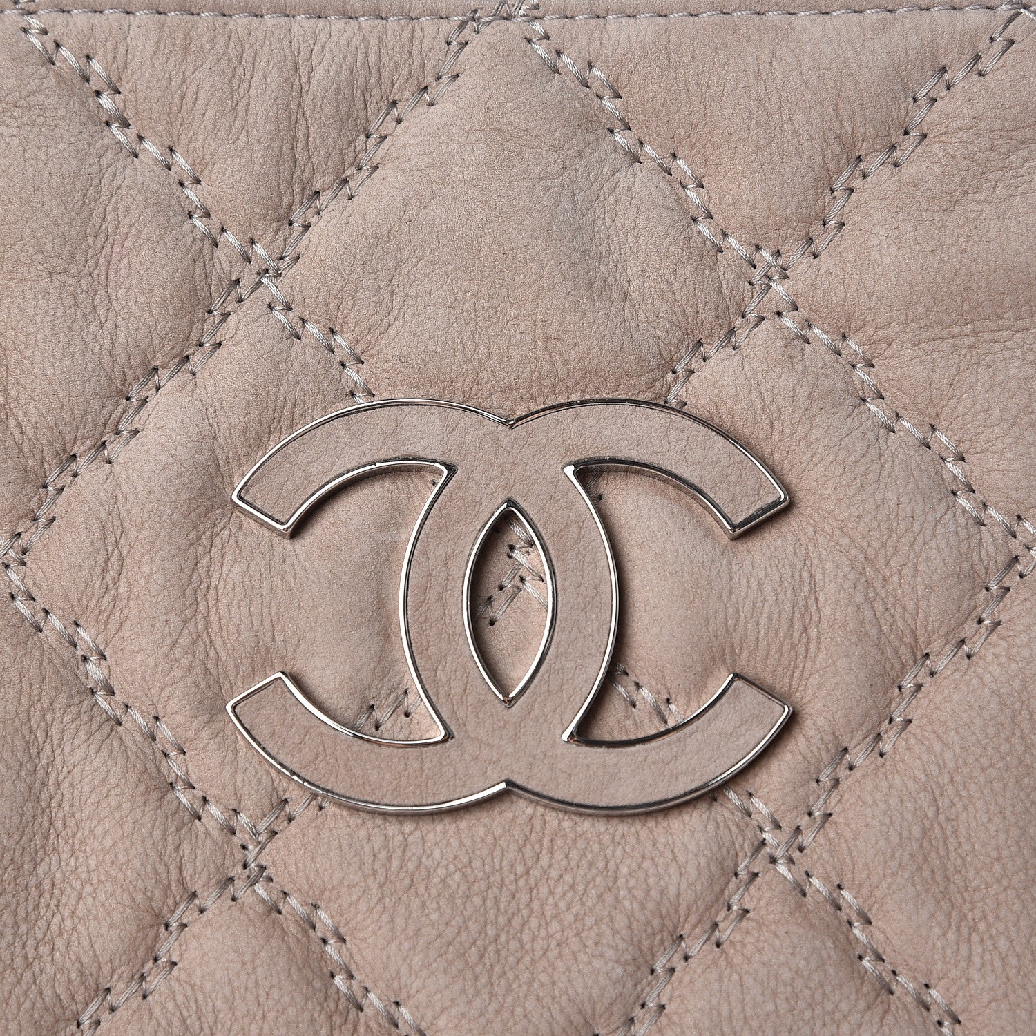 Chanel Nubuck Double Stitch Large Hamptons Shopping Tote Light Brown 8 of 10