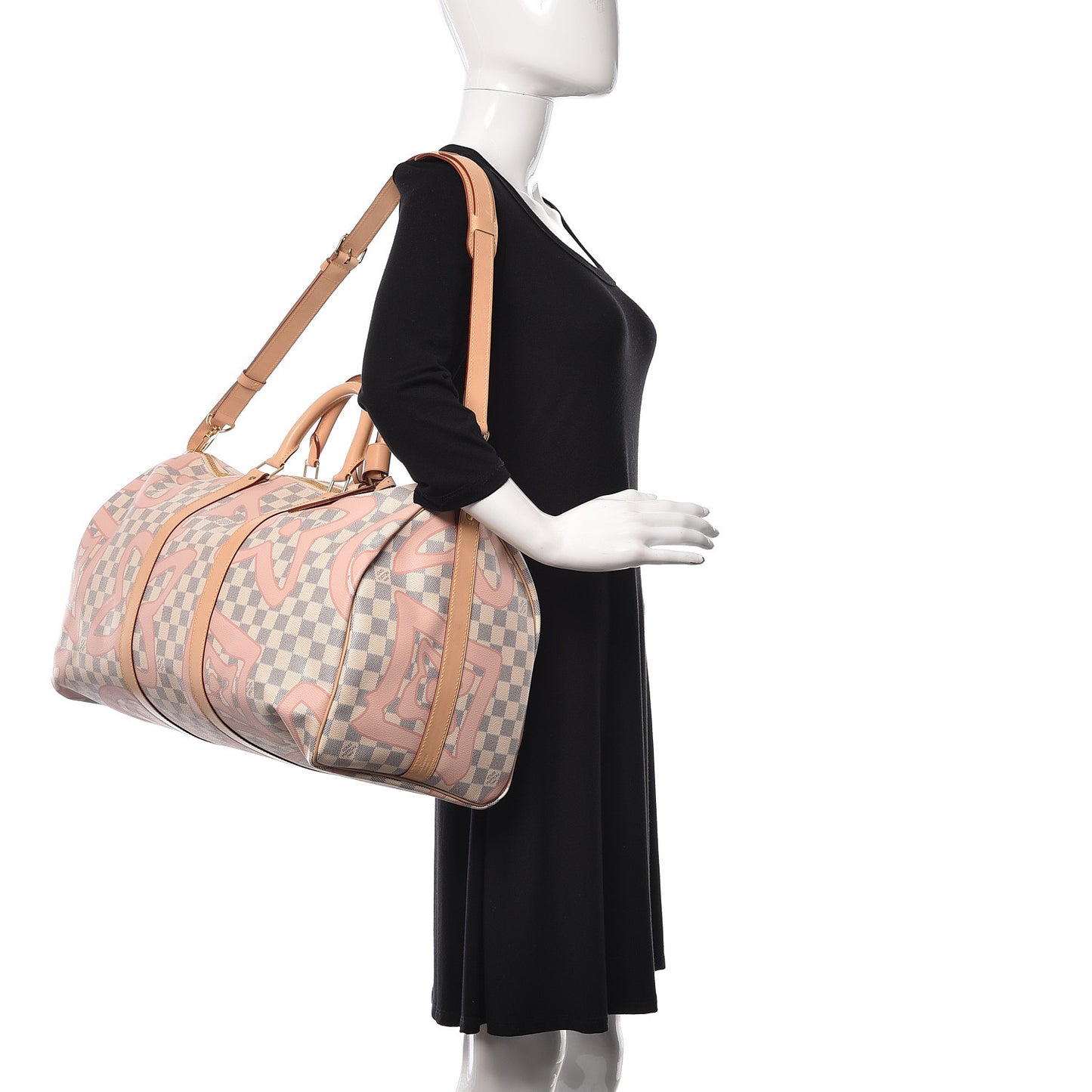 Damier Azur Tahitienne Keepall Bandouliere 50 Rose Ballerine
