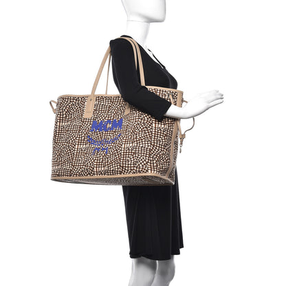 MCM Visetos Large Liz Reversible Shopper Tote Beige 3 of 15