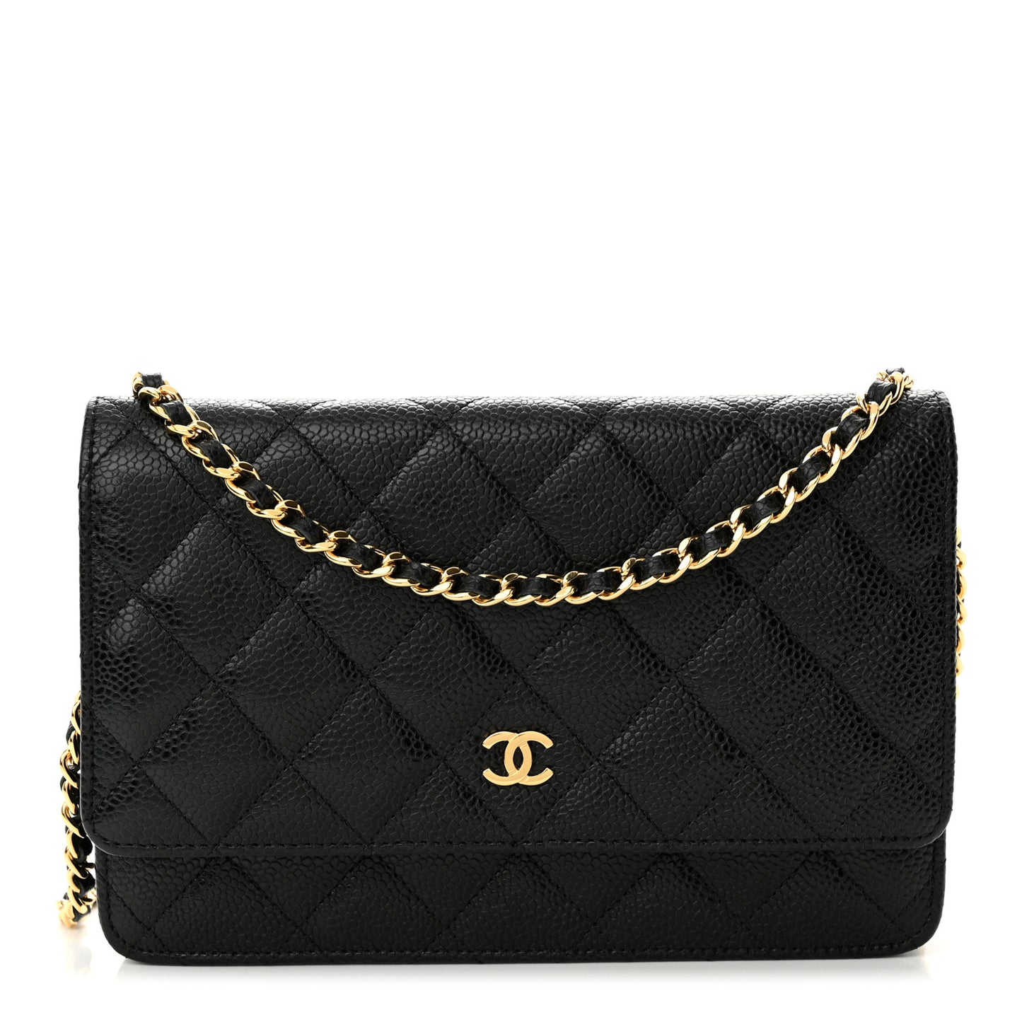 Caviar Quilted Wallet on Chain WOC Black