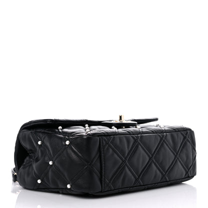 Chanel Lambskin Quilted Pearl Studded Flap Black 4 of 10