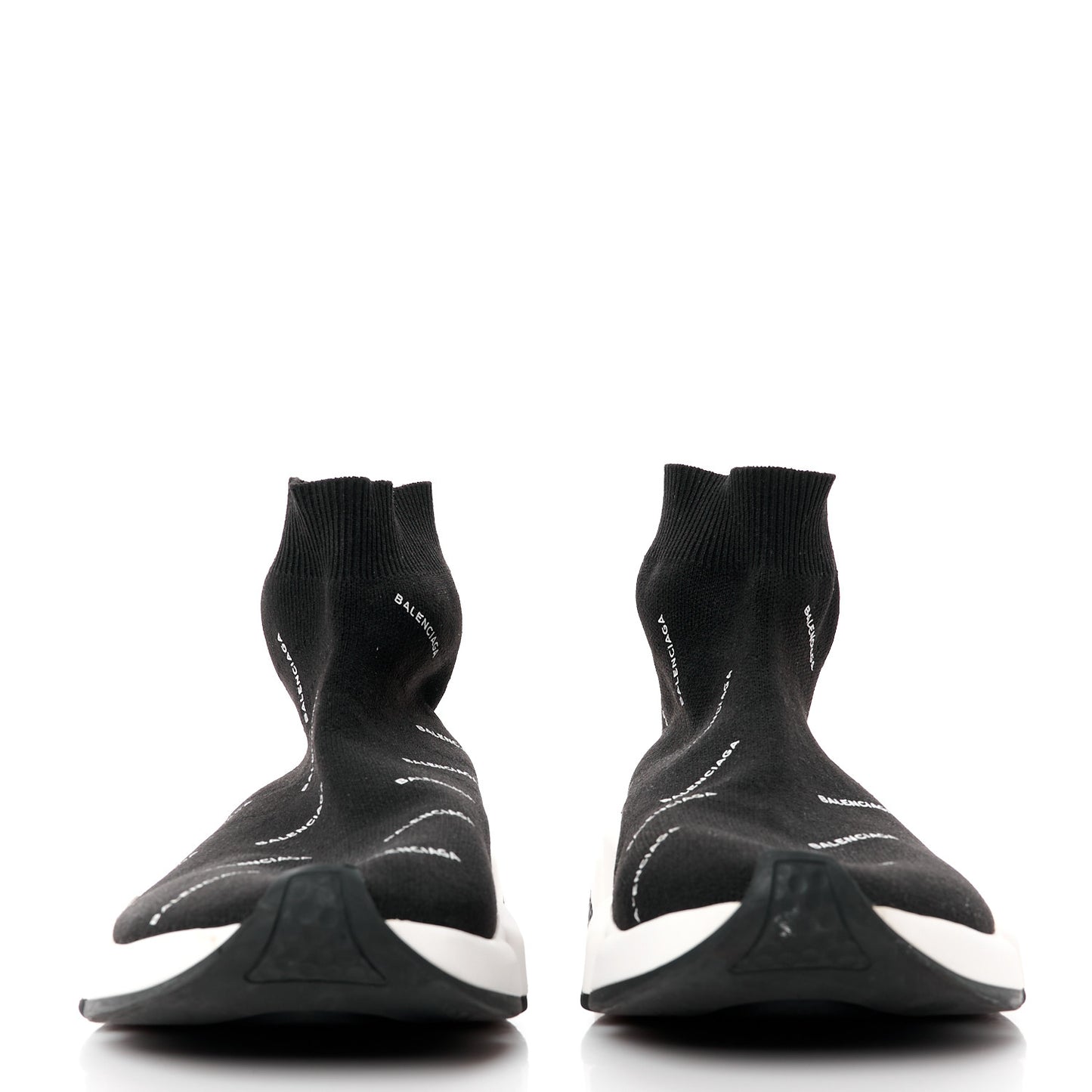 Neoprene Knit Allover Logo Bi-Color Sole Womens Speed Sneakers 40 Black White