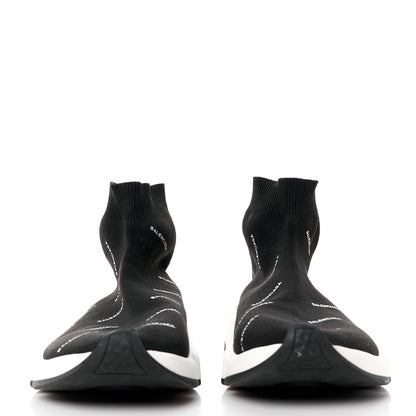 Balenciaga Neoprene Knit Allover Logo Bi-Color Sole Womens Speed Sneakers 40 Black White 2 of 8