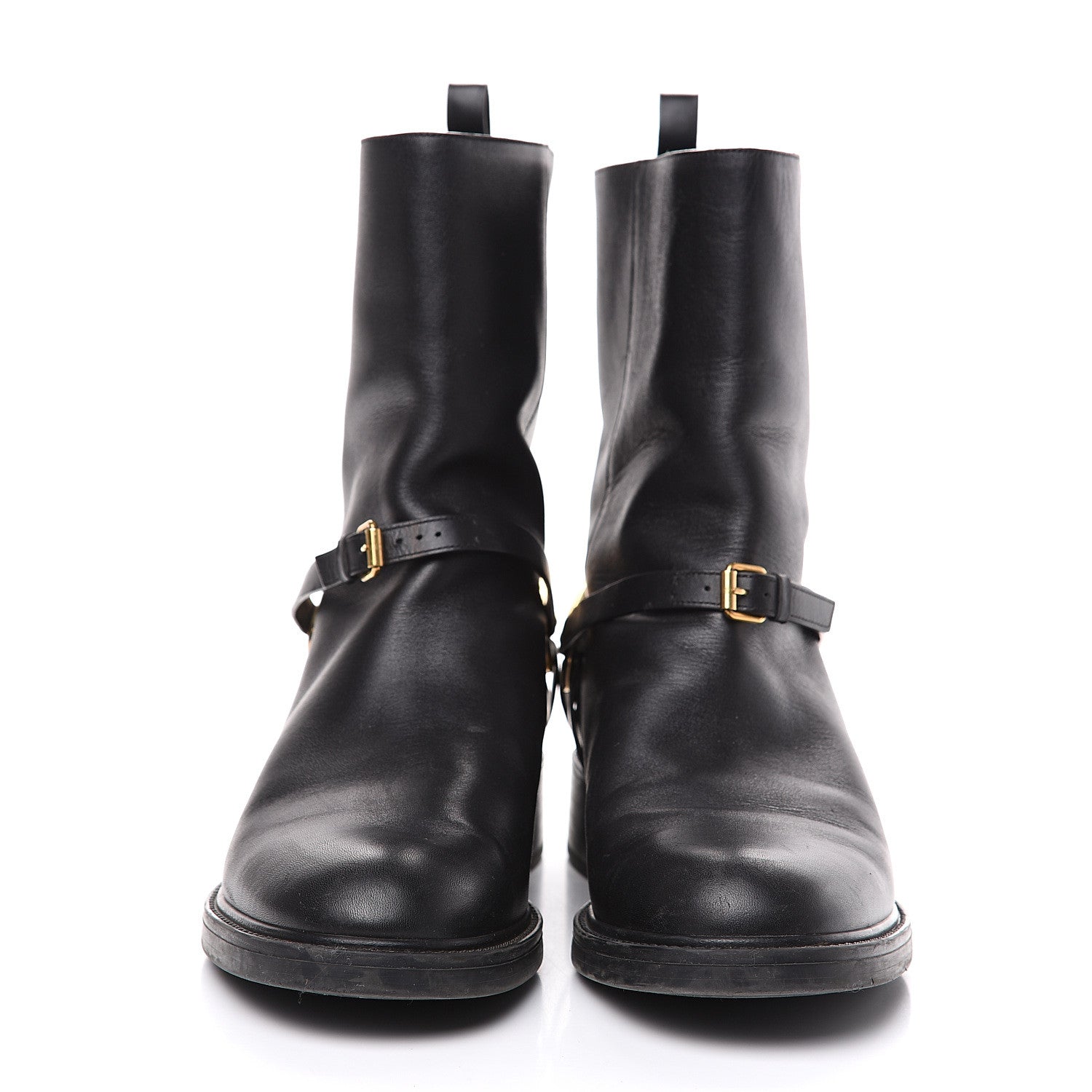 Gucci Calfskin Tess Horsebit Ankle Boots 41 Black 2 of 11