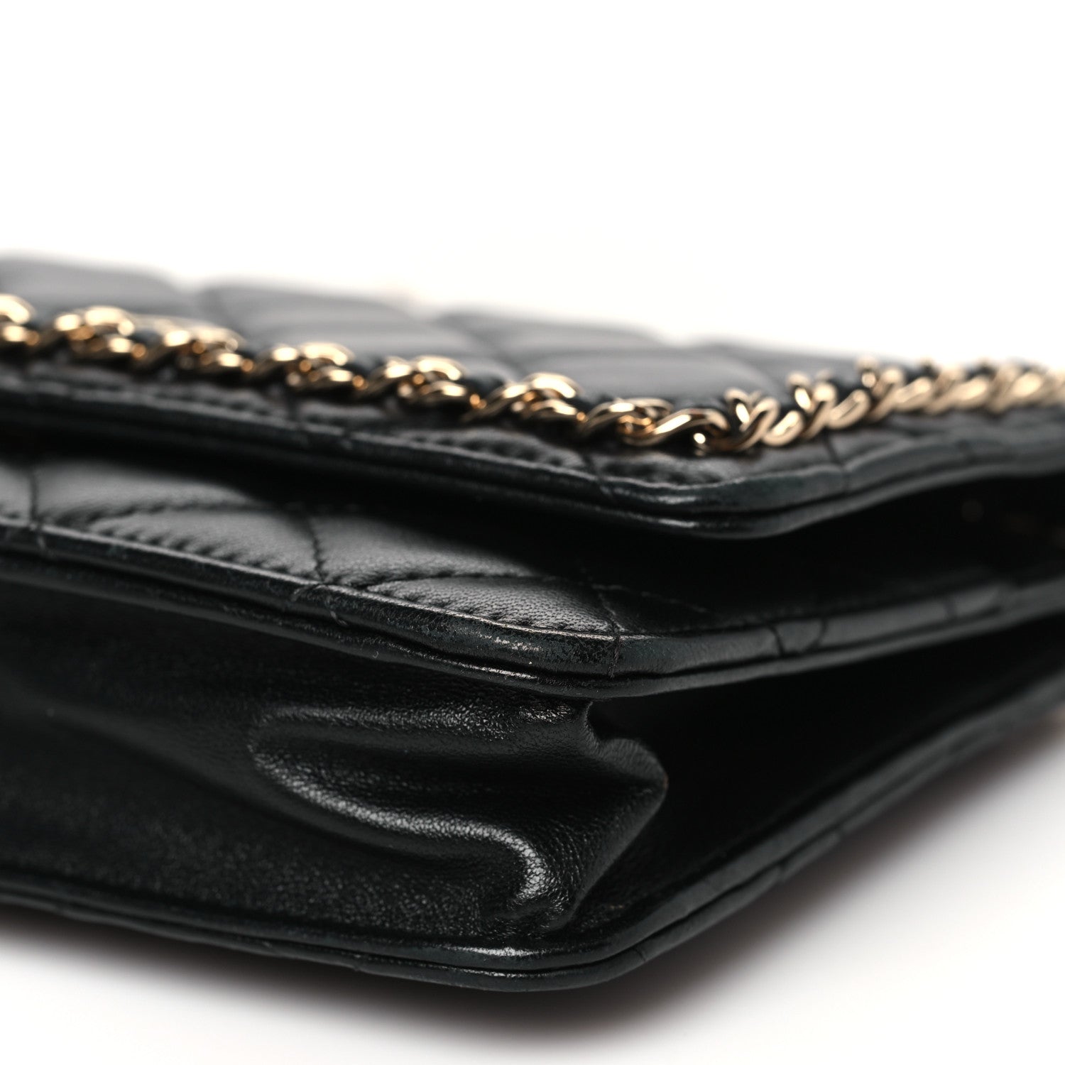 Chanel Lambskin Quilted Chain Around Wallet On Chain WOC Black 11 of 11