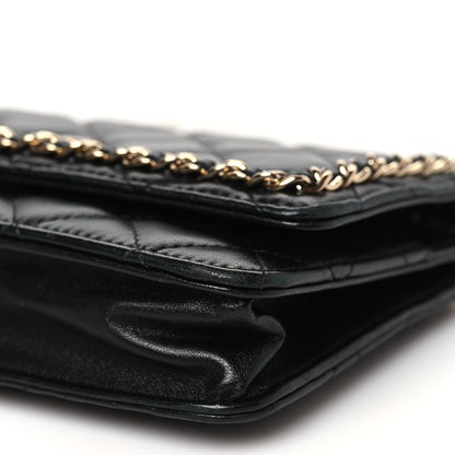 Chanel Lambskin Quilted Chain Around Wallet On Chain WOC Black 11 of 11