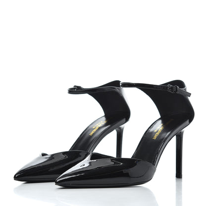 Saint Laurent Patent Anja 85 Ankle Strap Pointed Pumps 38 Black 3 of 9