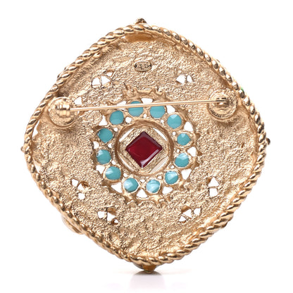 Chanel Enamel Pearl Gripoix Poured Glass Brooch Gold 3 of 4