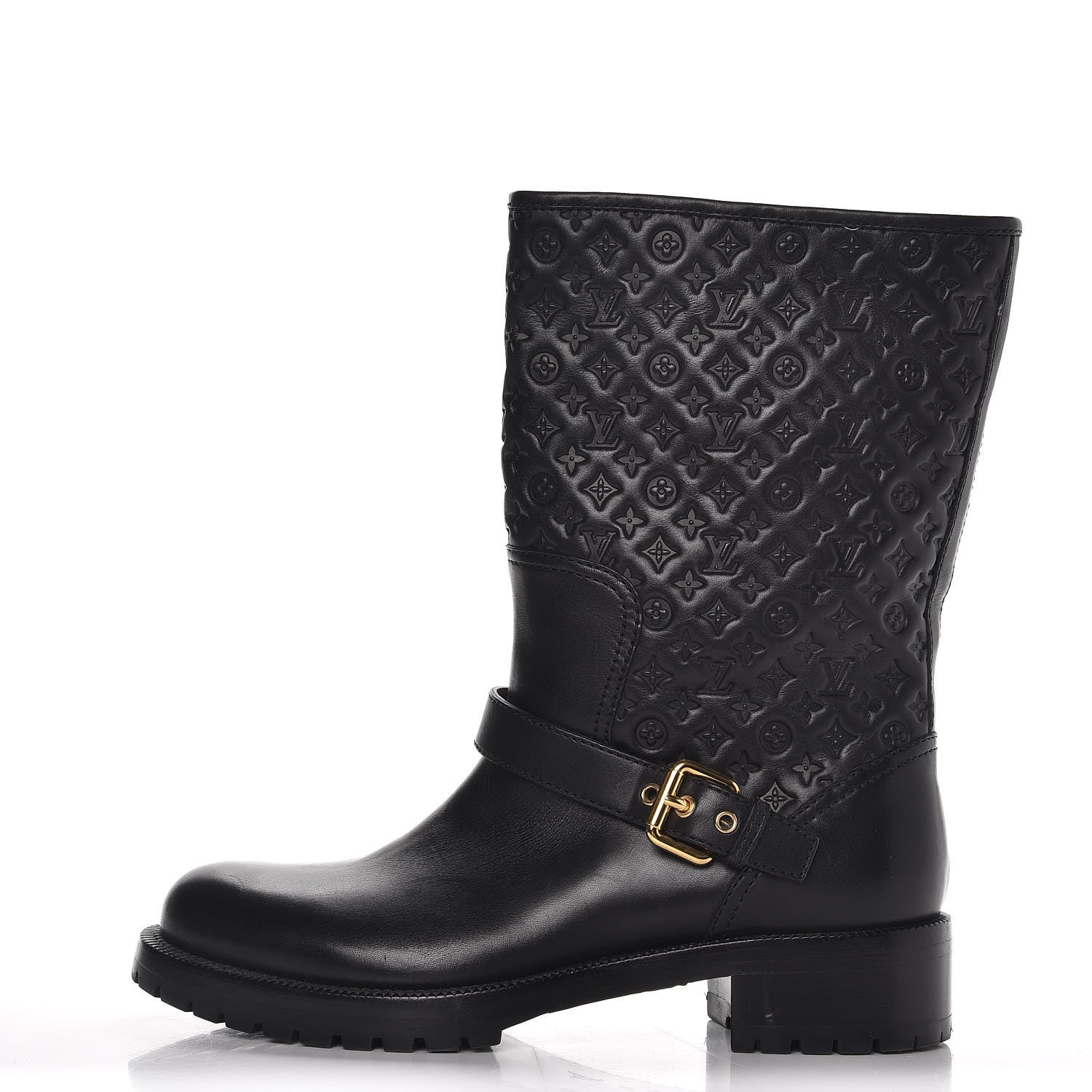 Louis Vuitton Calfskin Embossed Monogram Rebellion Half Boots 39 Black 1 of 8