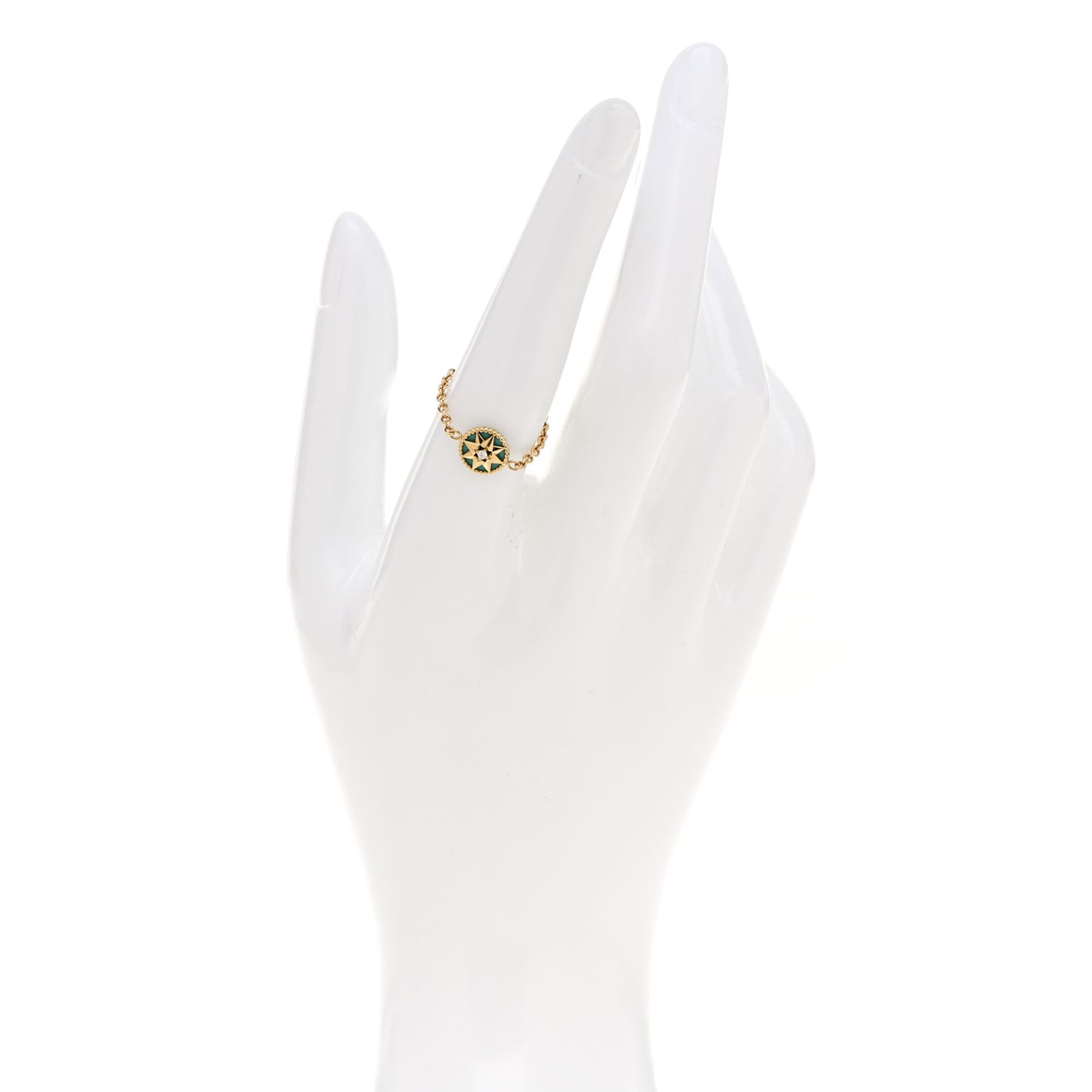 18K Rose Gold Diamond Turquoise Rose Des Vents Ring 54 6.75