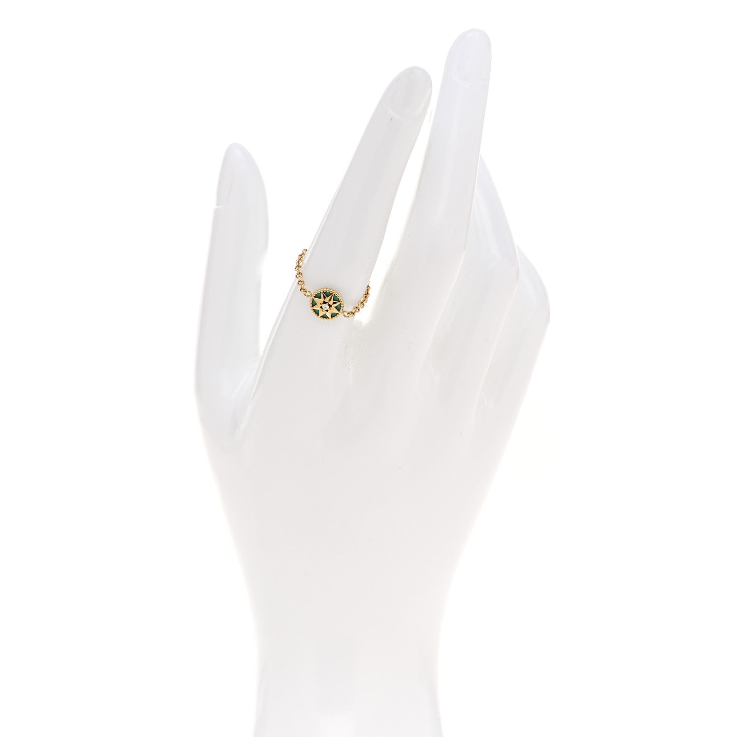 Christian Dior 18K Rose Gold Diamond Turquoise Rose Des Vents Ring 54 6.75 2 of 5