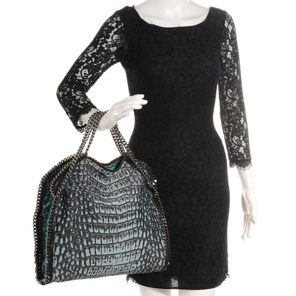 Stella McCartney Jacquard Crocodile Print Small Falabella Teal 2 of 10