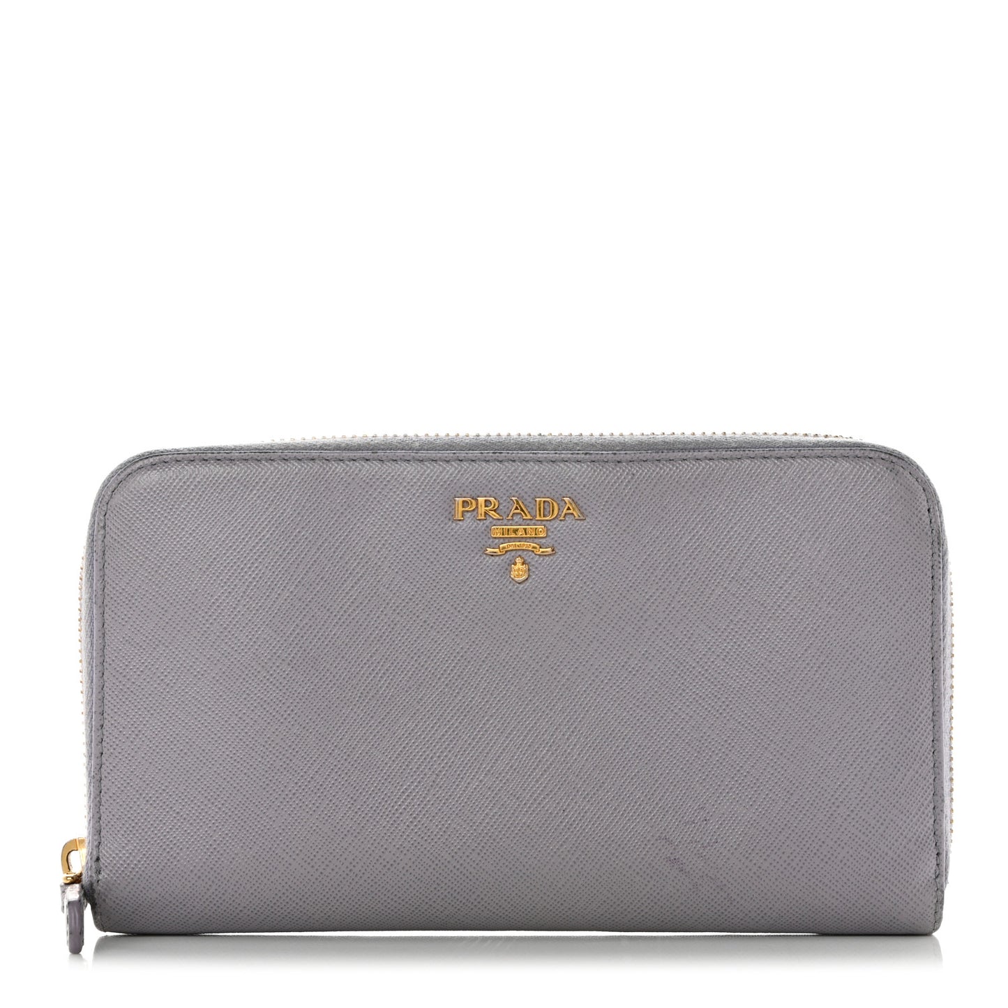 Saffiano Metal Zip Around Wallet Grey