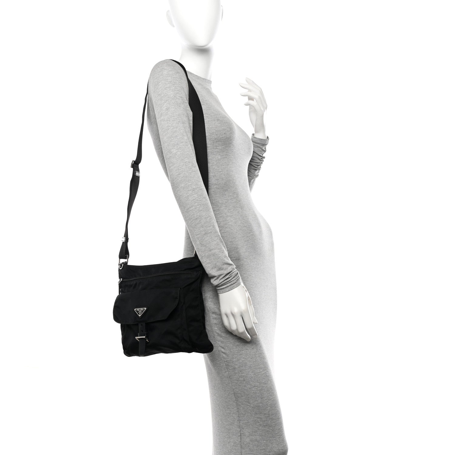 Prada Tessuto Nylon Messenger Bag Black 2 of 9