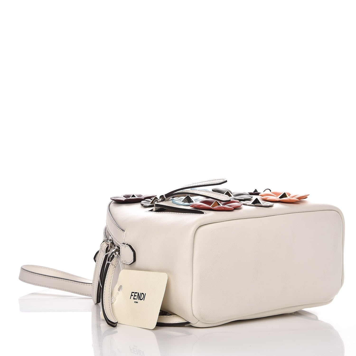 Fendi Vitello Century Nappa Flowerland Studded Mini Backpack White Ice Multicolor 4 of 9