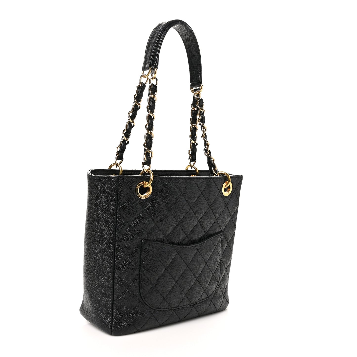Caviar Quilted Petit Shopping Tote PST Black