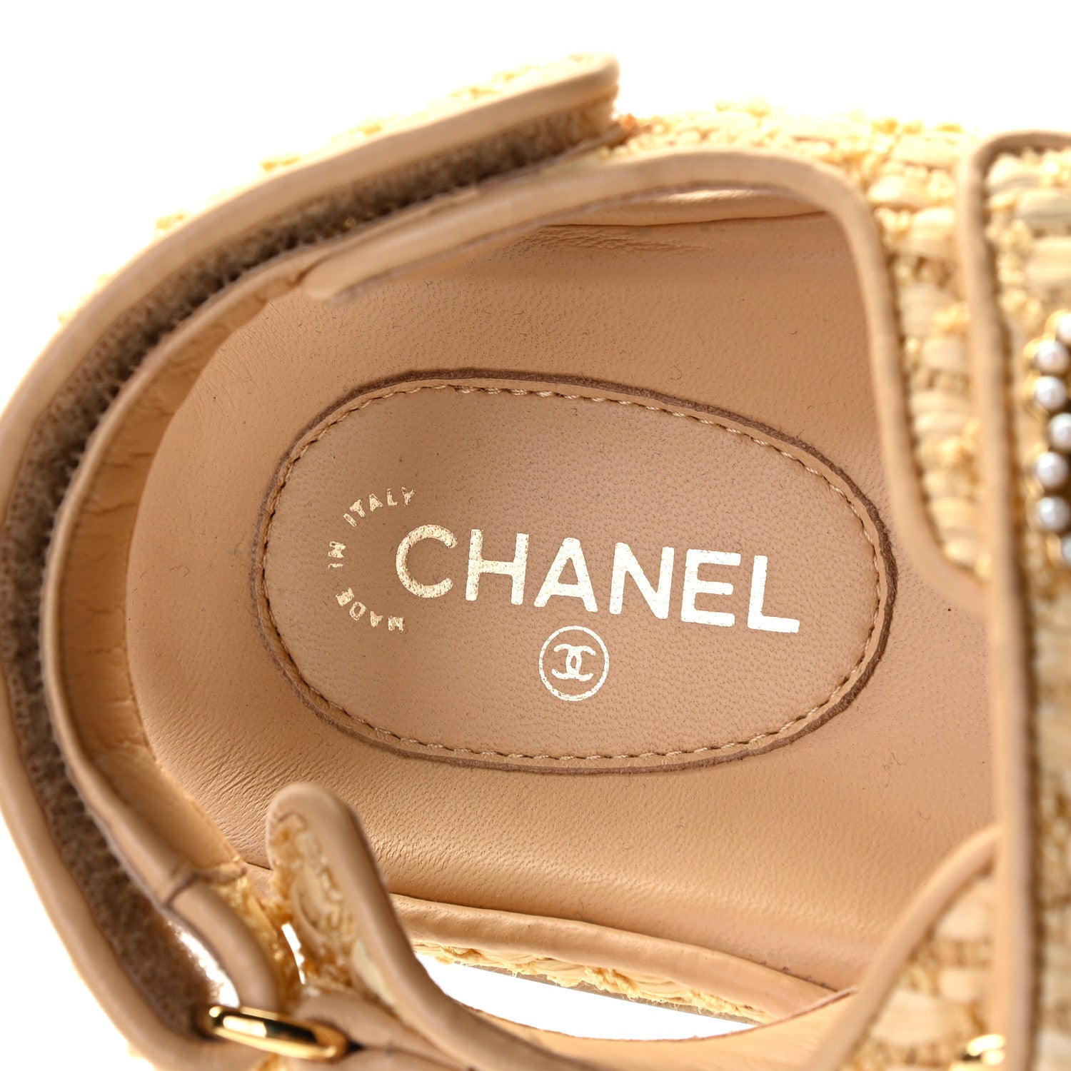 Chanel Braided Fabric Velcro Dad Sandals 35.5 Beige 4 of 7