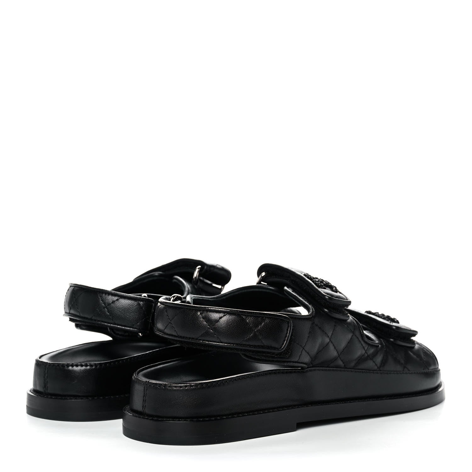 Chanel Lambskin Velcro Dad Sandals 36.5 Black 4 of 9