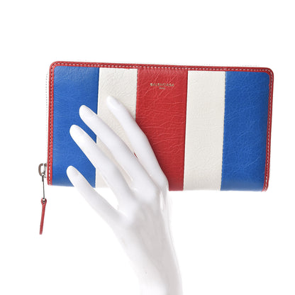 Balenciaga Agneau Arena Multicolore Bazar Continental Zip Around Wallet Bleu White Rouge 2 of 10
