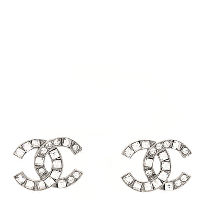 Chanel Baguette Crystal CC Earrings Silver 1 of 4