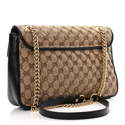 Gucci Monogram Azalea Calfskin Matelasse Diagonal Medium GG Marmont Shoulder Bag Beige Ebony Black 3 of 10