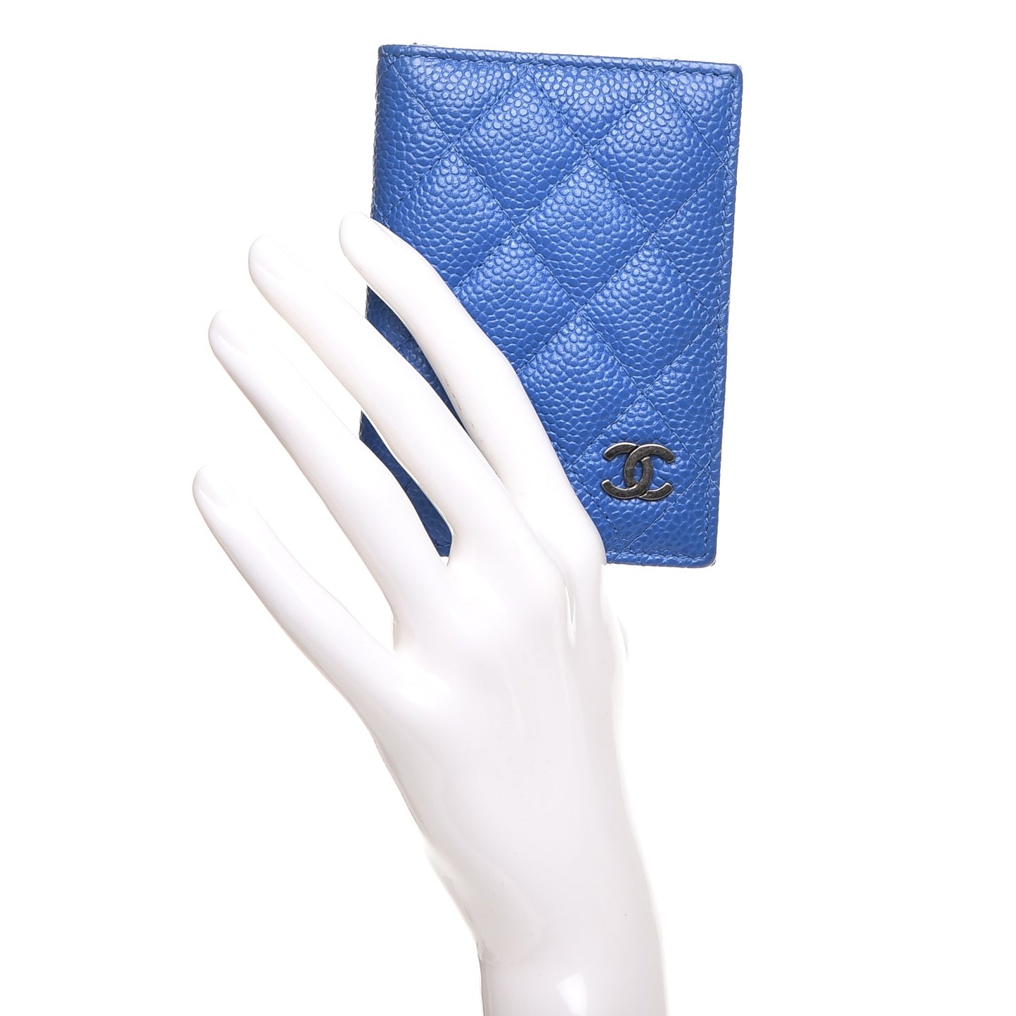 Caviar Quilted Card Holder Blue