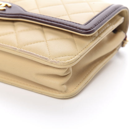 Chanel Lambskin Quilted Two Tone Wallet On Chain WOC Beige Burgundy 11 of 16