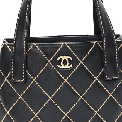 Chanel Calfskin Wild Stitch Tote Black 7 of 9