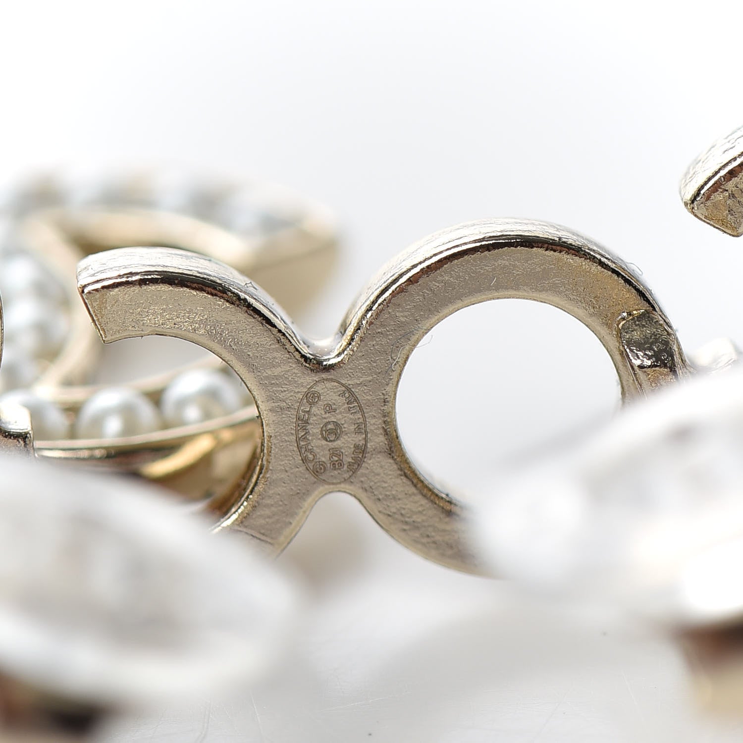 Chanel Metal Pearl CC Coco Climber Clip On Earrings Gold 4 of 4