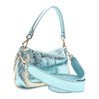 Fendi Metallic Lambskin Sheepskin Fur Re-Edition 2005-2006 Baguette Light Blue 3 of 10