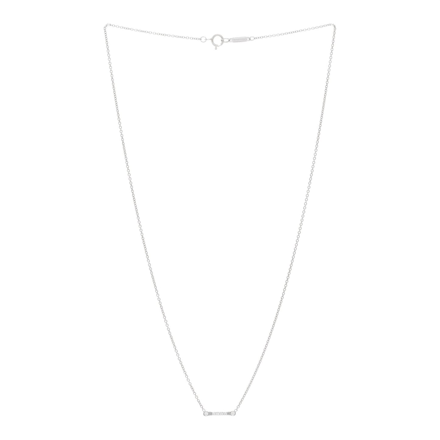 Platinum Diamond Fleur de Lis Key Bar Pendant Necklace