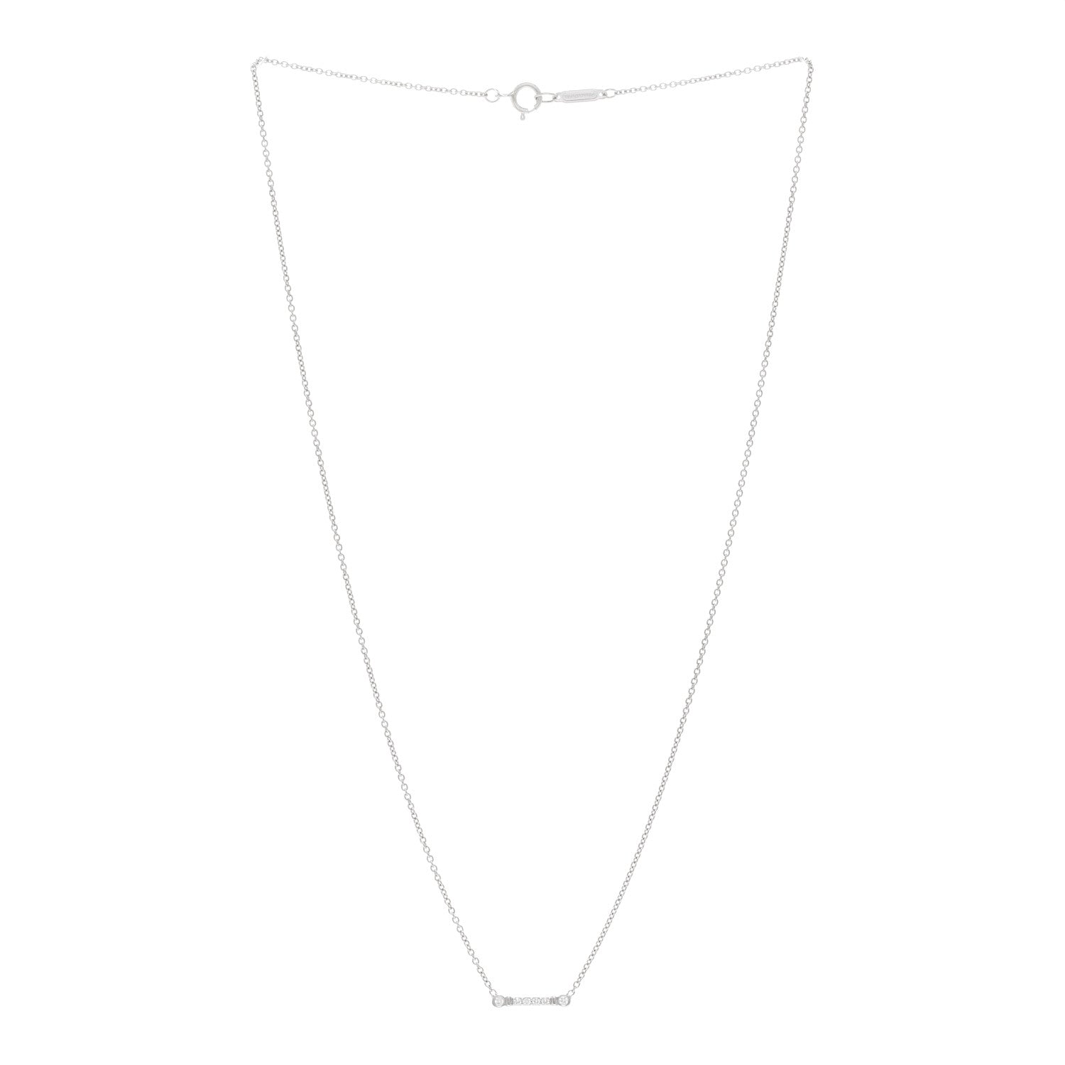 Tiffany Platinum Diamond Fleur de Lis Key Bar Pendant Necklace 3 of 5
