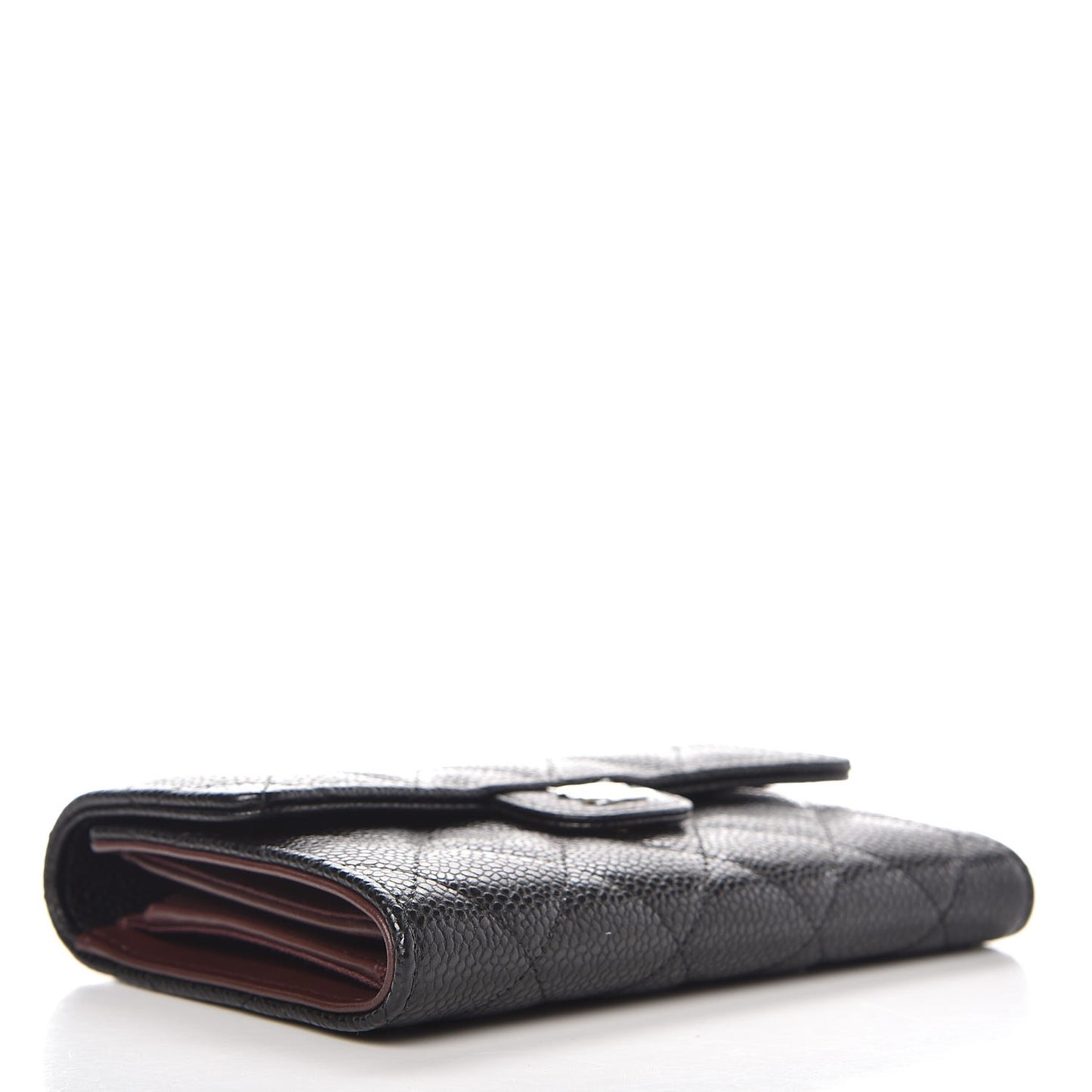 Caviar Quilted Small Flap Wallet Black