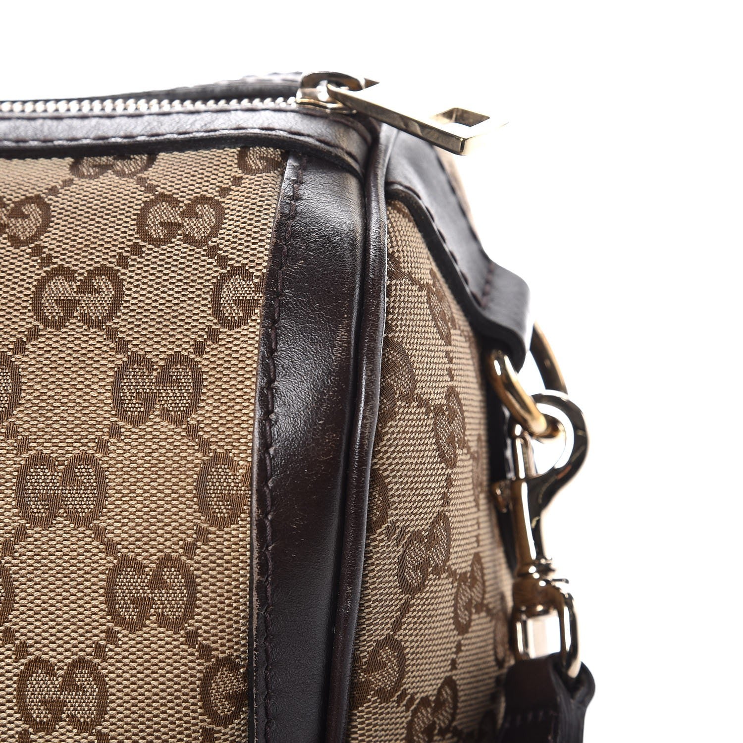 Gucci Monogram Vintage Web Medium Boston Dark Brown 22 of 28