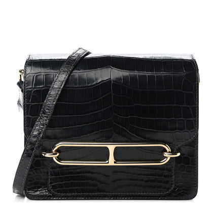 Hermes Shiny Niloticus Crocodile Sac Roulis 23 Bleu Marine 1 of 9