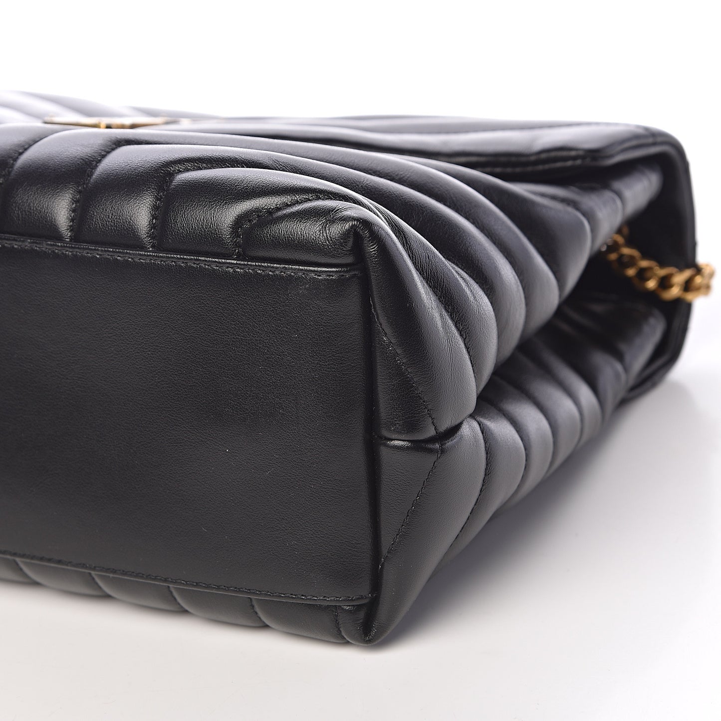 Calfskin Y Quilted Monogram Medium Loulou Chain Satchel Black