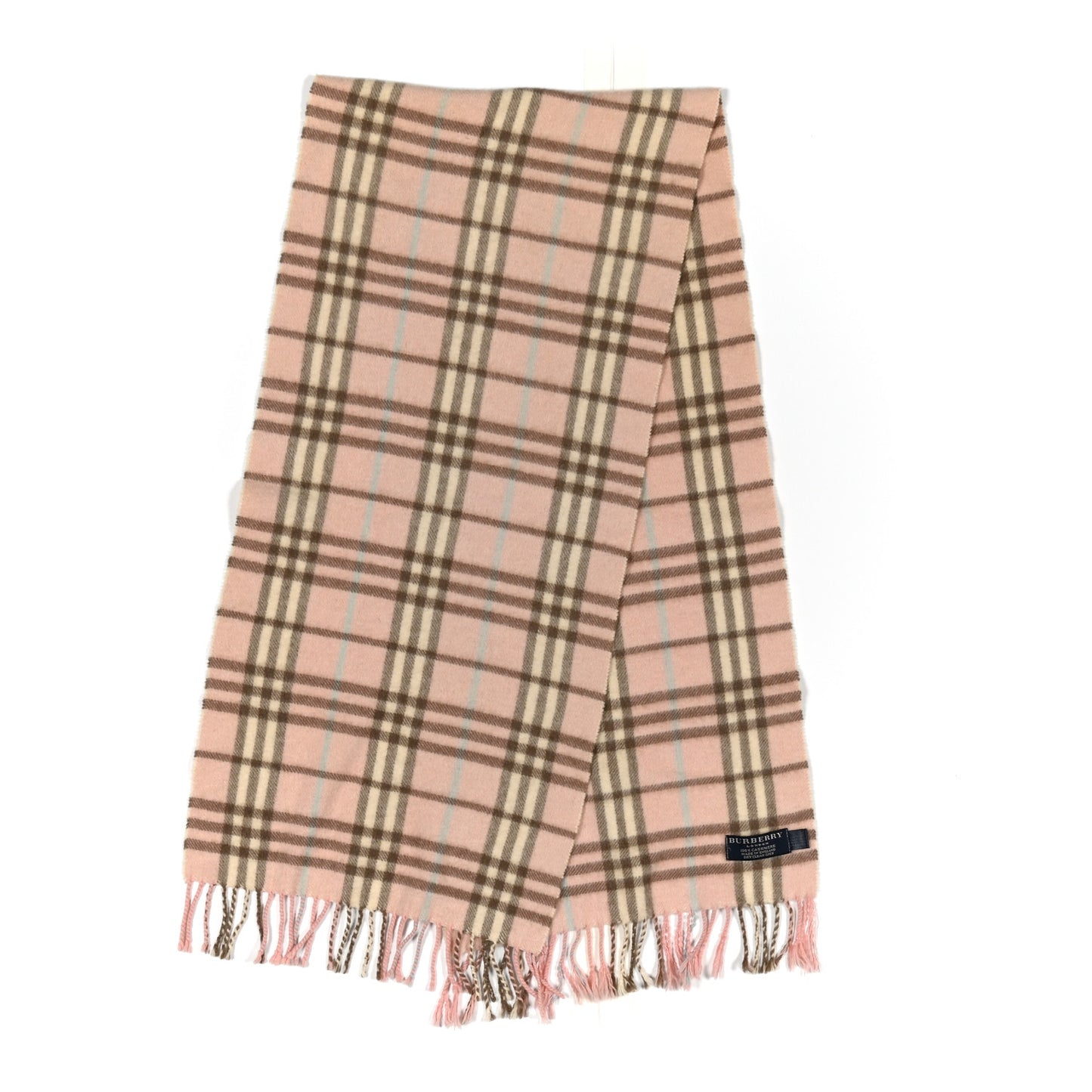 Cashmere Nova Check Fringe Scarf Pink